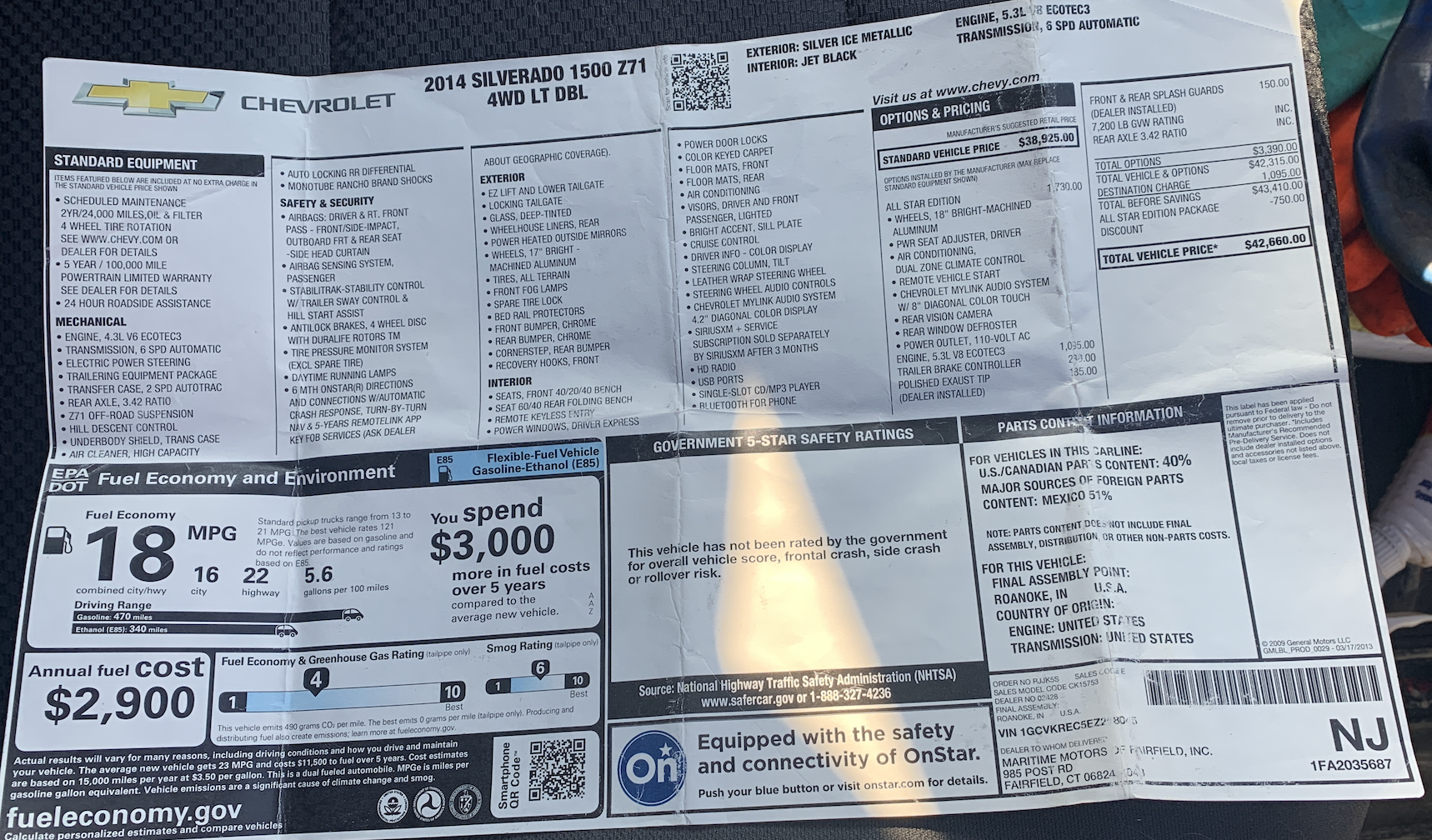 2014 Chevrolet Silverado 5.3L 1500K Z71 4 Door 4WD One Owner with Remote Starter with 120K - New Firestone Destination Tires, New Front and Rear Rotors, New pads, New rear calipers, New Front Springs, New Rear Shocks, New Rhino Bed Liner, Trailer Equipment Package — photo 98